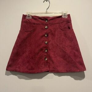 Ally B Wine Button-Front Mini Skirt
